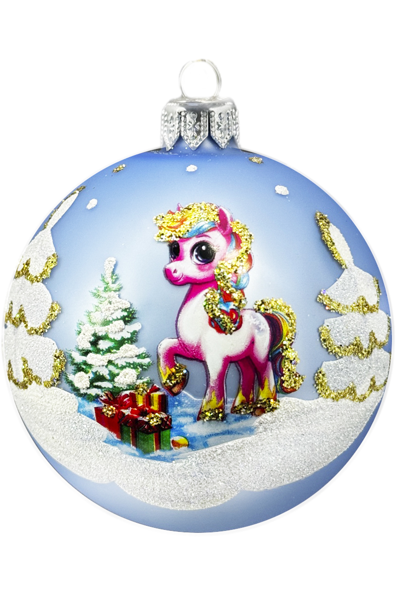 Елочный шар Лошадка радужная КУ-80-254014